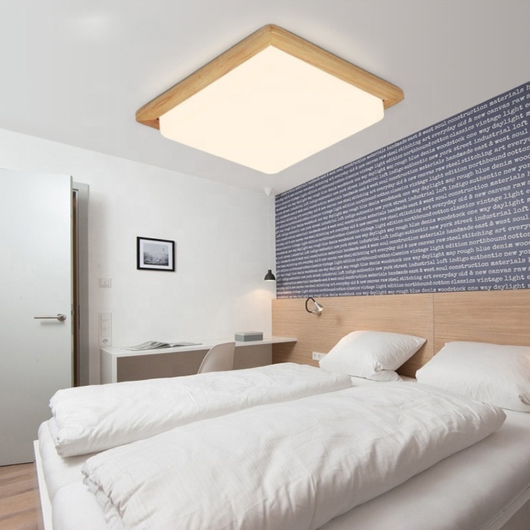 Modern contemporary acrylic wooden square bedroom home led designer decorative importer flush ceiling light