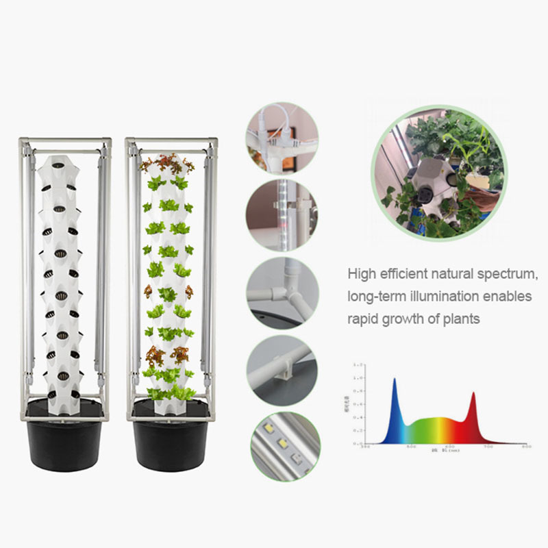 Economic Practical Household Hydroponic Tower 48 Holes Complete Vertical Garden Hydroponics Vertical Tower Led Grow Lights