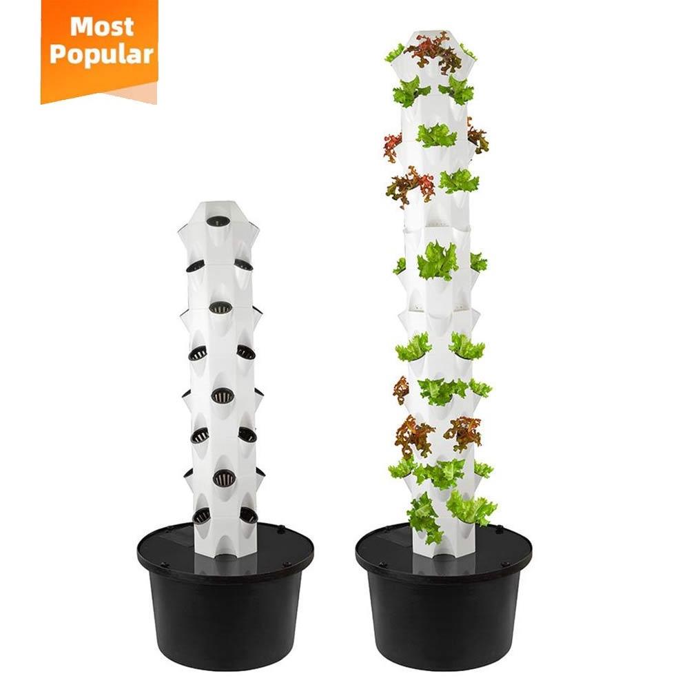 Economic Practical Household Hydroponic Tower 48 Holes Complete Vertical Garden Hydroponics Vertical Tower Led Grow Lights