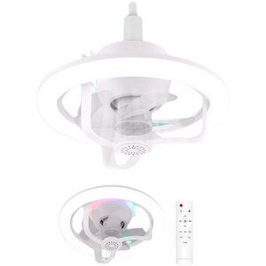 New portable mini seven-color remote control energy-saving aromatreatment fan lamp balcony kitchen household quiet screw lamp