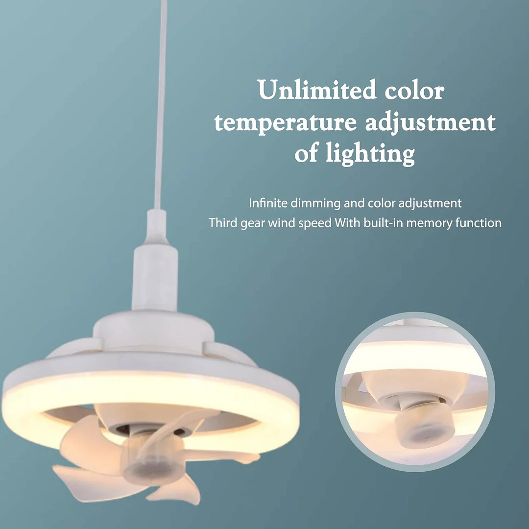 360 LED Silent Ceiling Fan Light e27 Screw Moving Head Fan Light RGB Dimmable Colorful Bedroom Remote Control Ceiling Fan Light