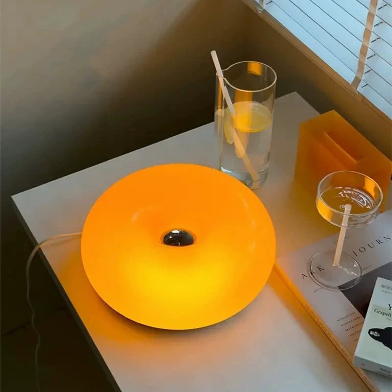 Nordic donut lamp Bauhaus medieval glass table lamp living room dining room bedroom decoration mushroom led table lamp