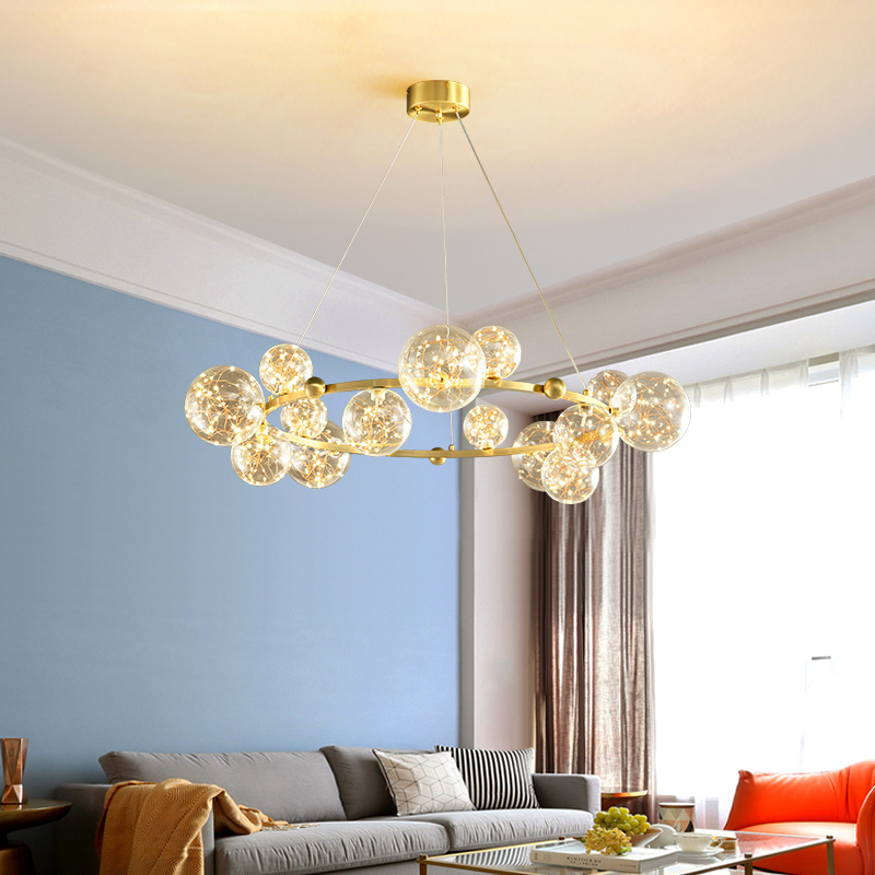 KABO Lighting Nordic modern style sky star chandelier rustic chandelier Glass Brass light for Living room Bedroom Hotel lamp