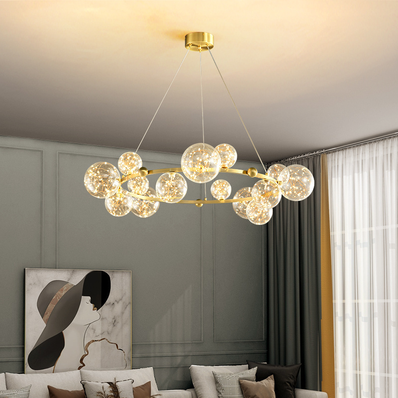 KABO Lighting Nordic modern style sky star chandelier rustic chandelier Glass Brass light for Living room Bedroom Hotel lamp