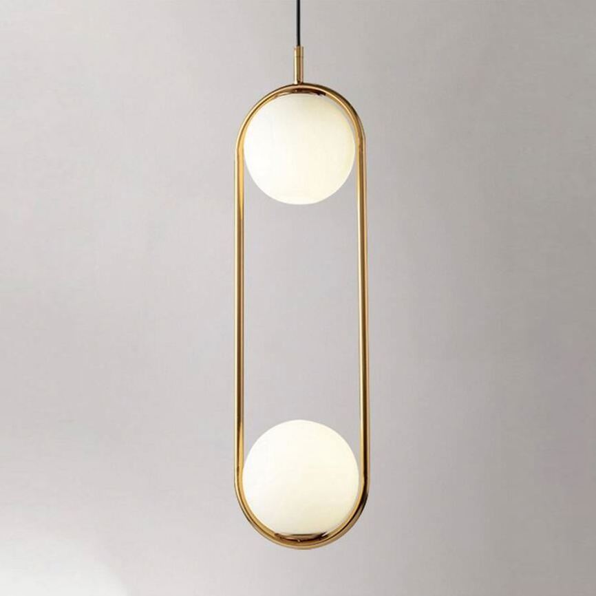 Lighting manufacturers wholesale e27 copper/gold finish milk white glass e27 lamp holder pendant ceiling lamp with 2 lamps head.