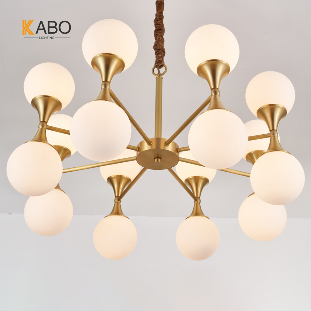 Nordic Metal Frame Up And Down White Glass Globe Pendant Ceiling Light Hanging Lights Chandelier