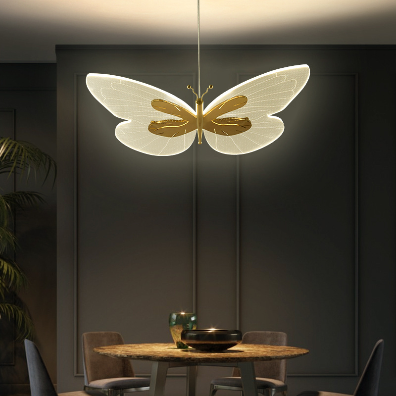 LED Modern Butterfly Kitchen Light Pendant Led Pendant Light Gold for Kitchen Brass Pendant Light