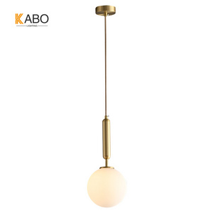 Nordic Luxury Modern Decor Copper Light Milky White Glass Hanging Light Lamp For Living Ding Room Pendant Light