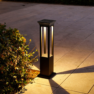 Outdoor Yard Light Black Ip65 Waterproof 10w Lawn Bollard For Garden Decor Led Solar Garden Lamp