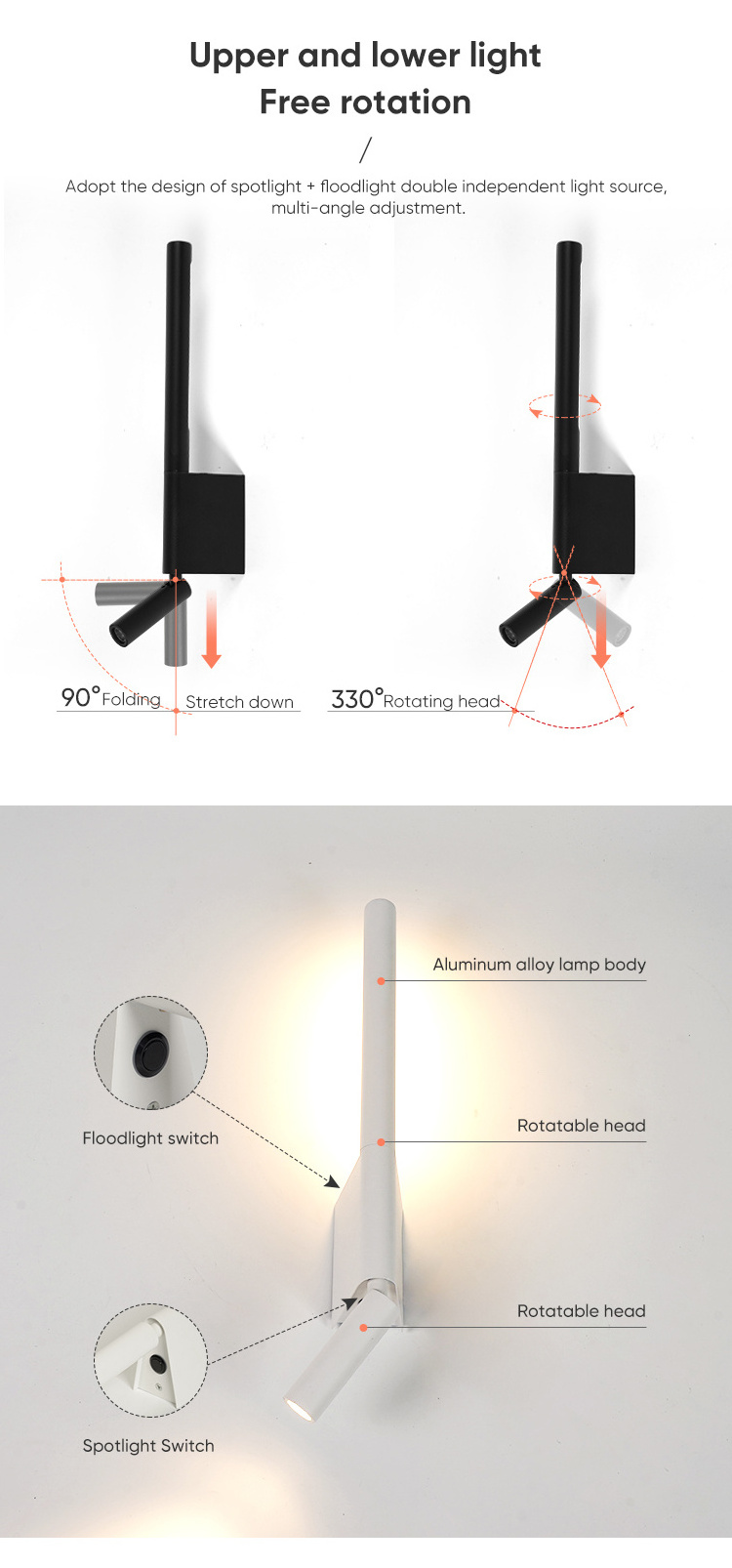 Modern Wall Sconce Led Wall Light Up Down Lighting Minimalism Indoor Home Room Bedroom Hotel Decoration