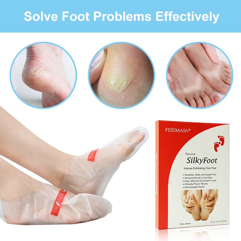 2021 hot sale whitening mineral shea butter foot peel spa socks exfoliating foot mask