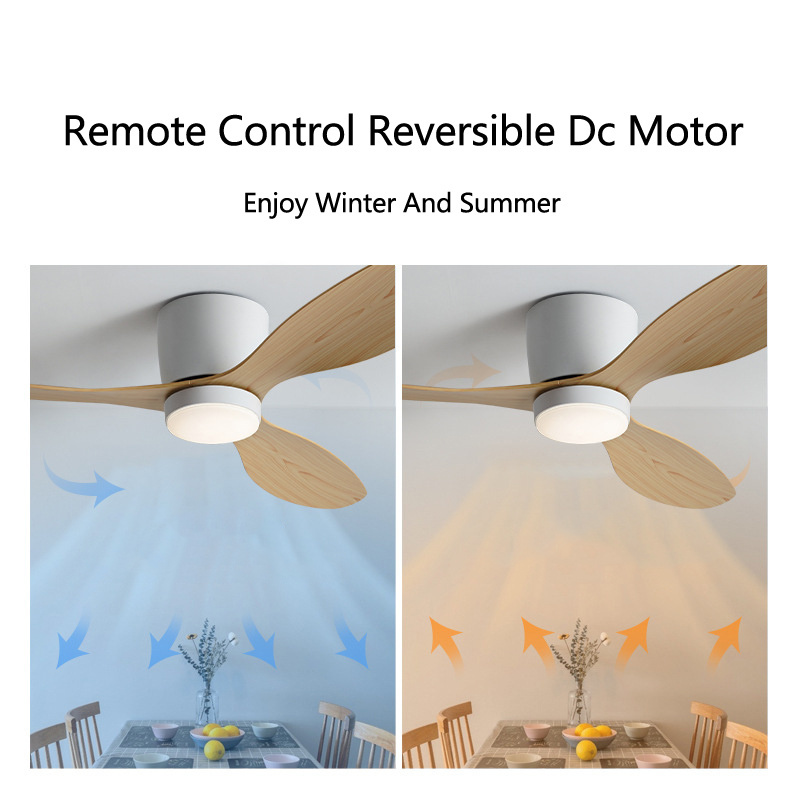 Energy Saving 52 Inch Dimmable Remote Control Flush Mount Modern Reversible Dc Motor Ceiling Fan With Light