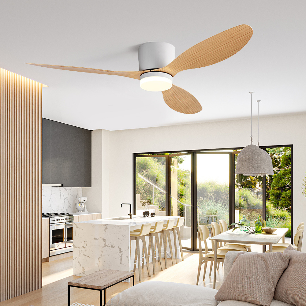 Singapore Energy Saving 52 Inch Dimmable Remote Control Flush Mount Modern Dc Motor Ceiling Fan With Light