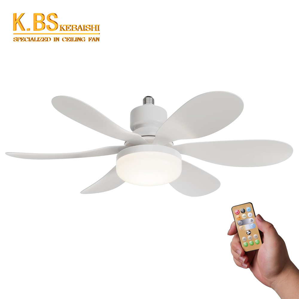 American Socket Fan Light Dimmable Enclosed Kitchen E26 E27 Bulb 5 Blades Socket Fan Modern Ceiling Fan With Light