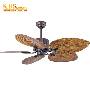 Southeast Asia Style New ABS Palm 5 Blade Remote Control Fancy Decorative Chandelier Light  rattan Ceiling Fan