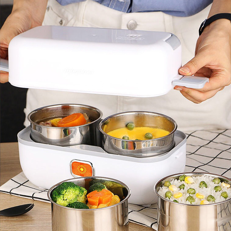 Multifunctional Electric Lunch Box Heating Cooking Lunch Box Portable Stainless Steel 1.2L-2L Storage Boxes & Bins Plastic