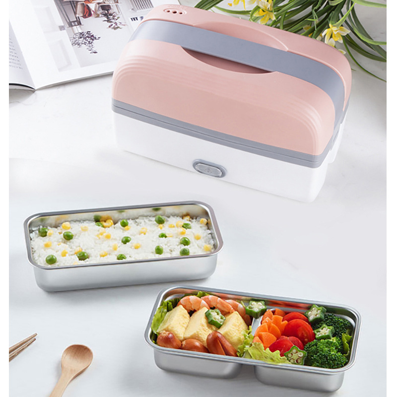 Portable Electric Lunch Box Heating Double Layer Stainless Multifunctional Mini Rice Cooker  electric lunch box