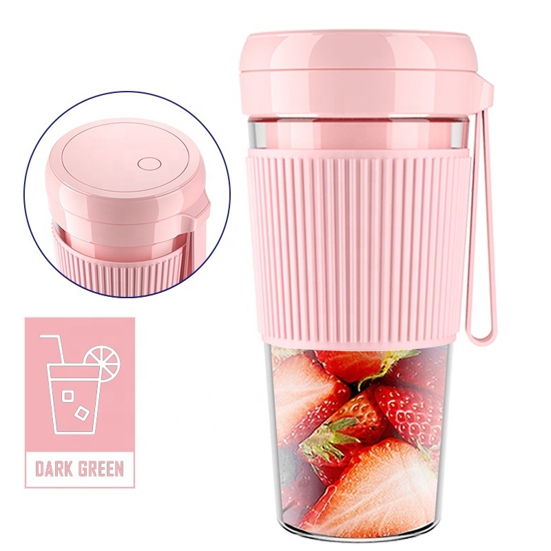 Kinscoter Fruit Juicer Popular USB Blender Juicer Mini Electric Portable Rechargeable Travel High Quality 280ml 6 Blades Pink