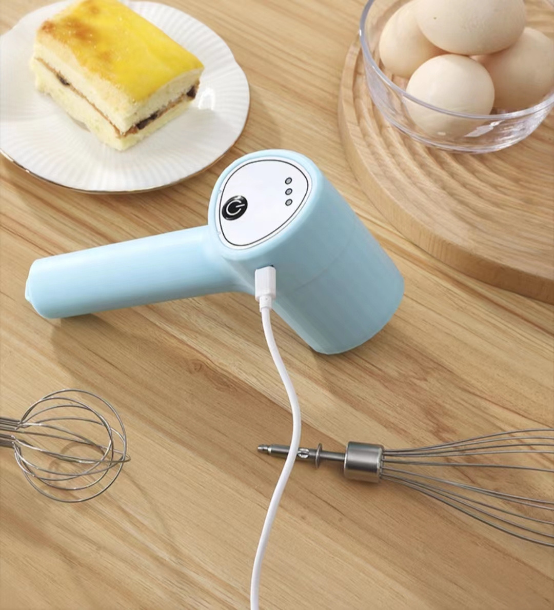 cordless hand mixer,egg beater, 3-speed adjustable light USB rechargeable manual mixer