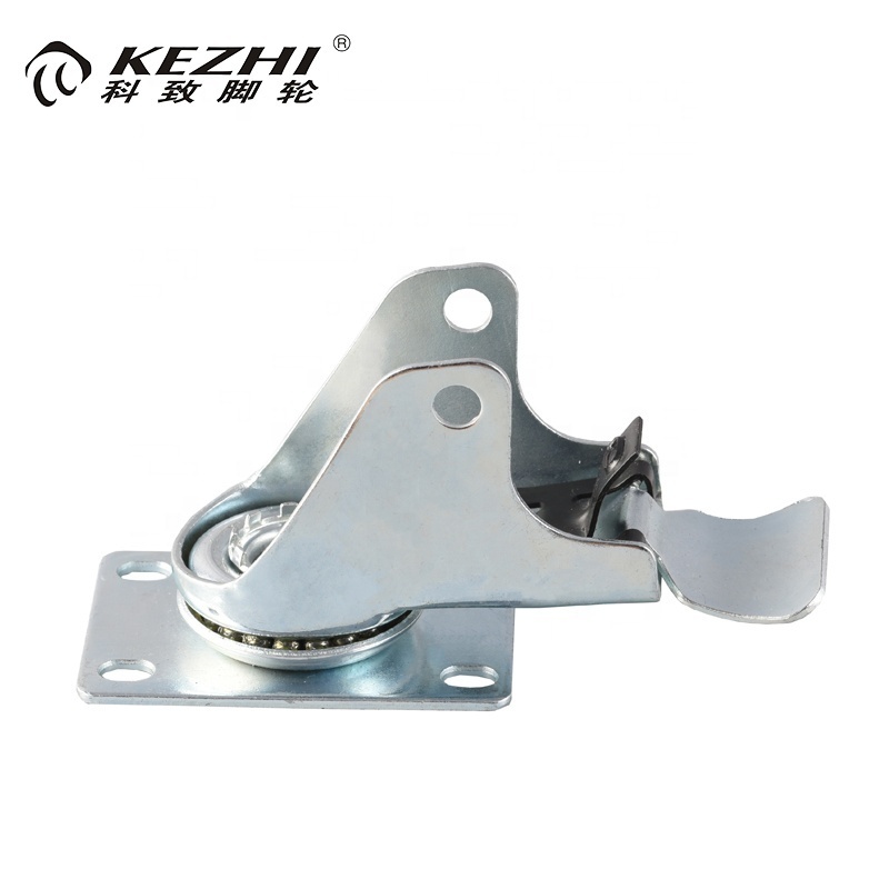 Top 4 inch swivel pu caster with ball bearing flat bottom brake