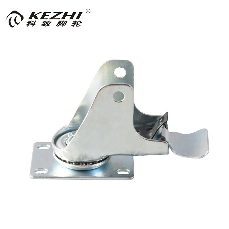 Top 4 inch swivel pu caster with ball bearing flat bottom brake