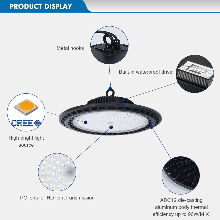 Aluminum Material Industrial Led High Bay Light 100W 150W 200W 300W For Warehouse Workshop Garage Exhibition Shop