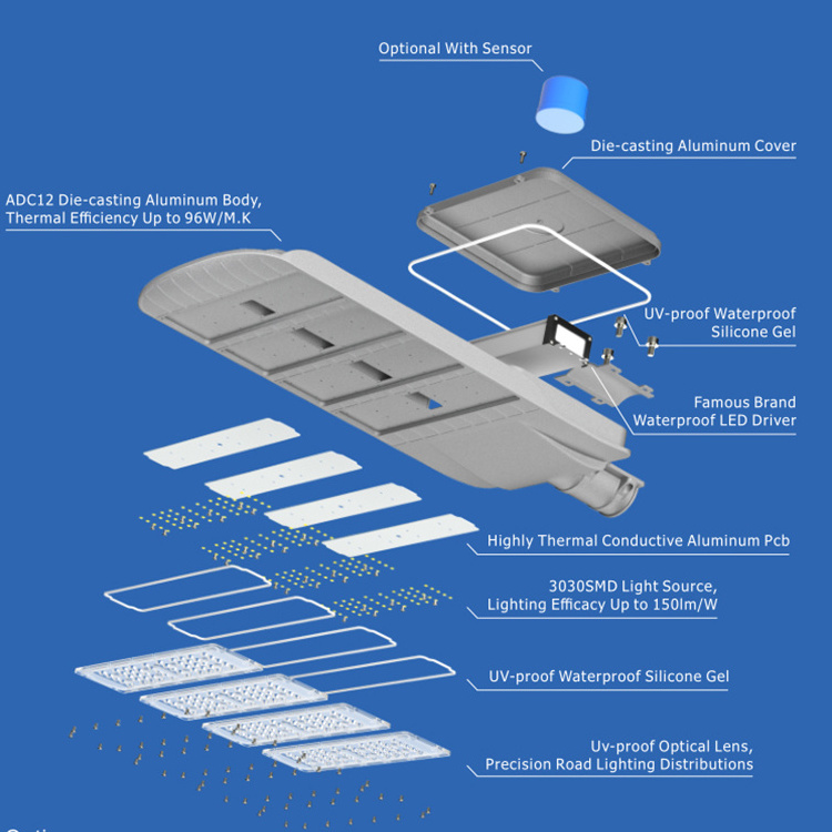 High Performance Highway Aluminum Die Casting IP65 Waterproof 100w 150w 200w Led Street Light