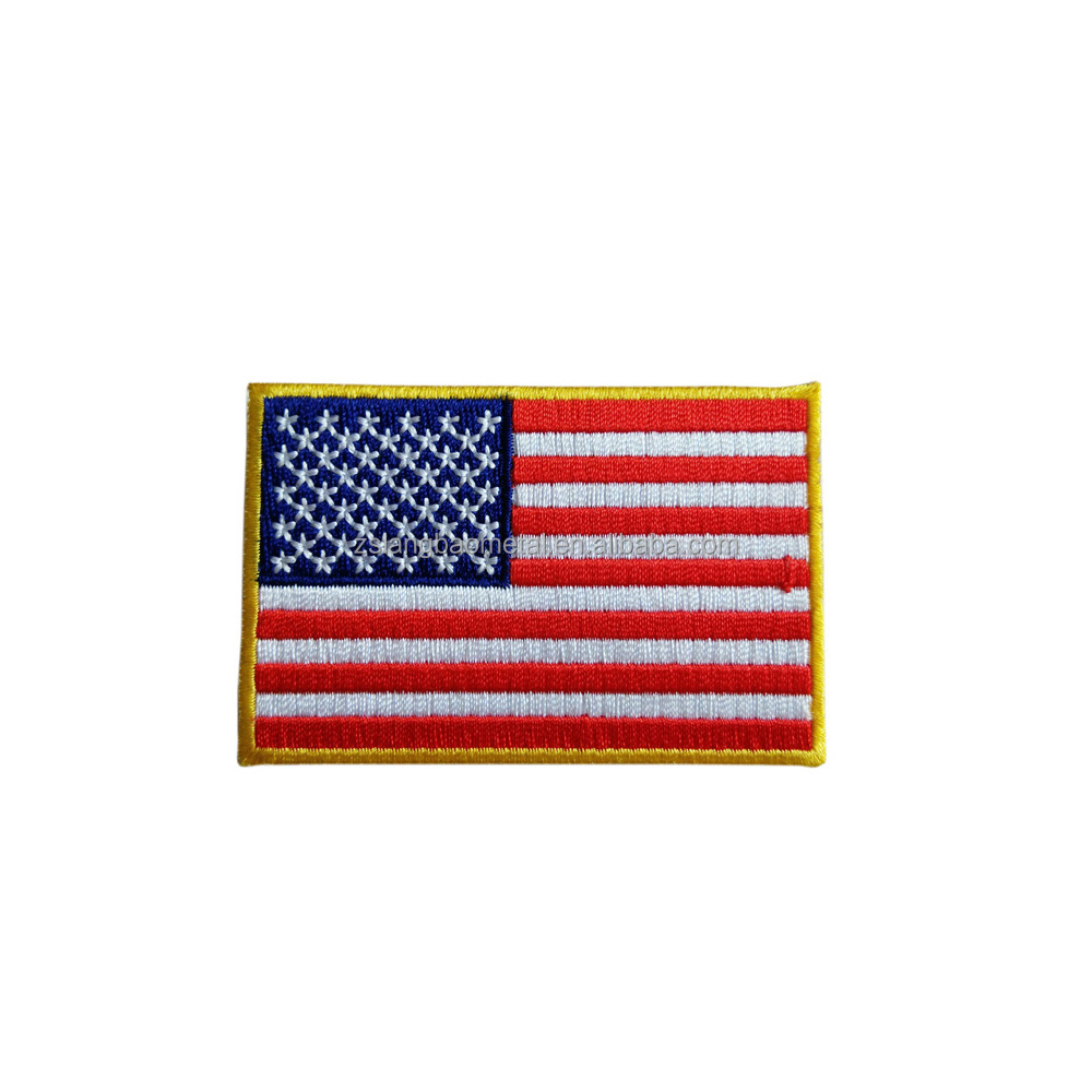 Flag Badge Embroidered Patches Tag Embroidery Patches Hat Label Custom Fabric Embroidery Patch