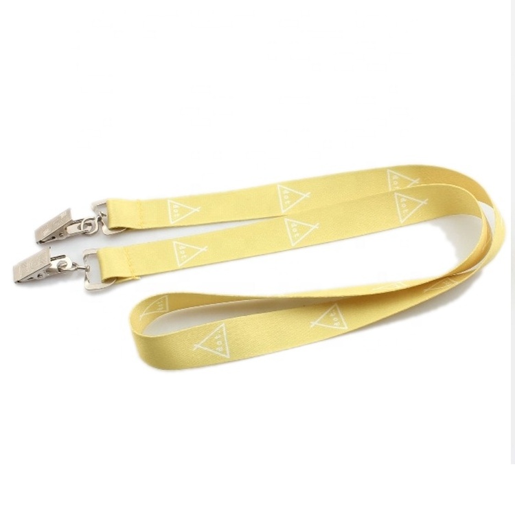 Promotional Tennis Championship Card Holder Lanyards Custom Printed Logo Polyester Lanyard with  Two Hooks Double Clips Lanyards