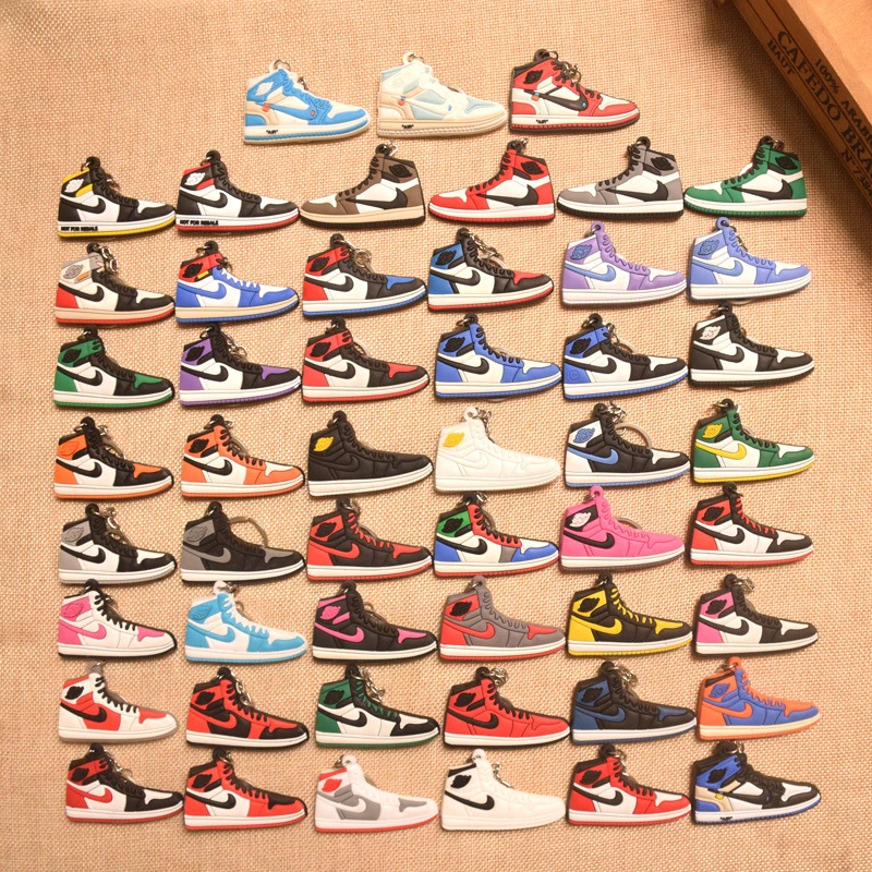 Wholesale cute mini PVC rubber key rings Basketball fashion design 3D sneakers Shoe key chains for gifts