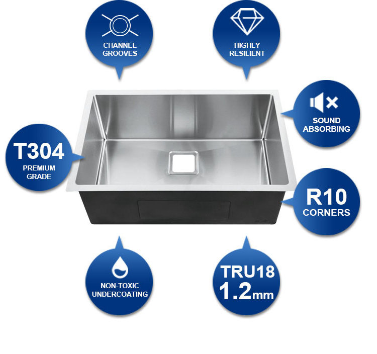 Wholesale customization SS 304 kitchen sink draining single bowl stainless steel kitchen sinks under mount sink