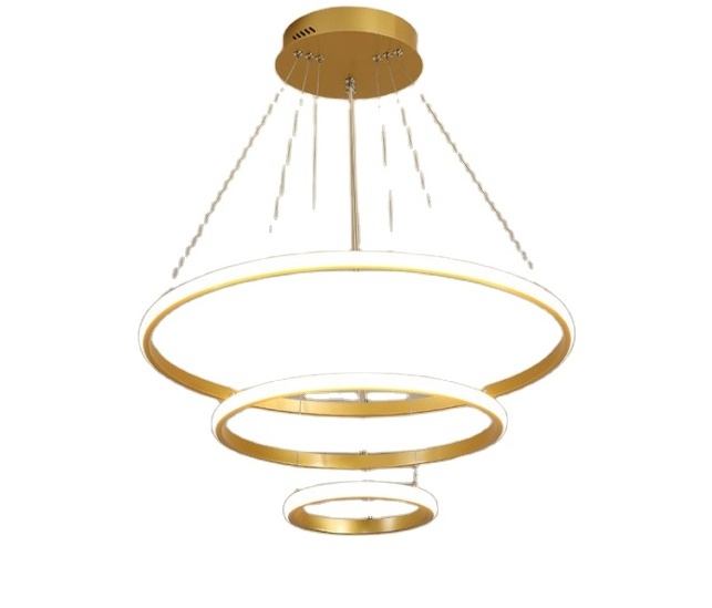 Gold Black White Chrome Modern LED Circle 2 rings 3rings  High luxury Ceiling Chandelier Light