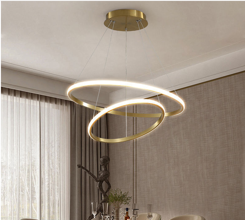 Gold Black White Chrome Modern LED Circle 2 rings 3rings  High luxury Ceiling Chandelier Light