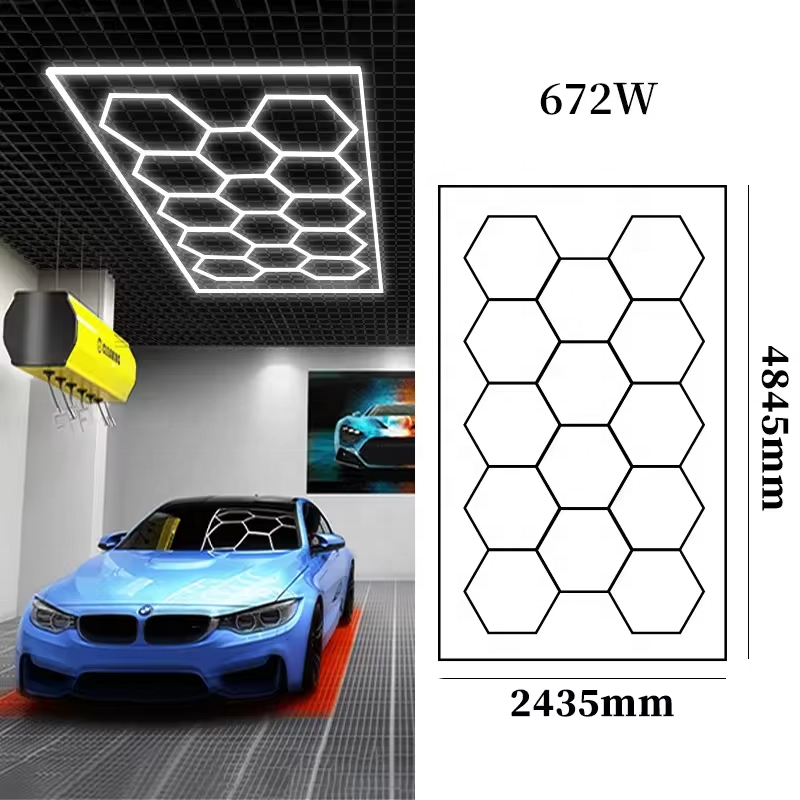 14 Grid Light System Hexagon Lights Garage Led Detailing Work Light Led Tubes for Car  Workshop Honeycomb