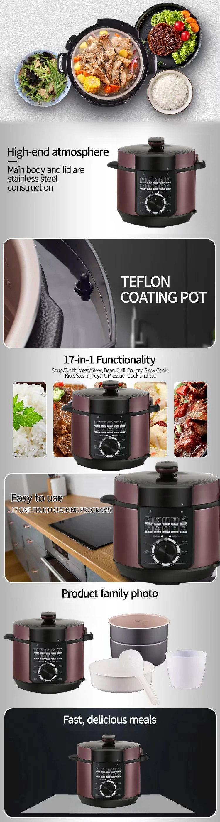 microwave aluminium frequency rice pressure steel function with multi industrial OEM stew high multi-function pressure cooker