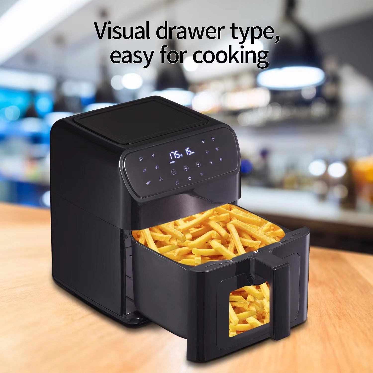 5.5L SS304 Heating Pipe Visible Window New Style  Halogen Heating 30% faster  Multifunctional Oil-free Air Fryer