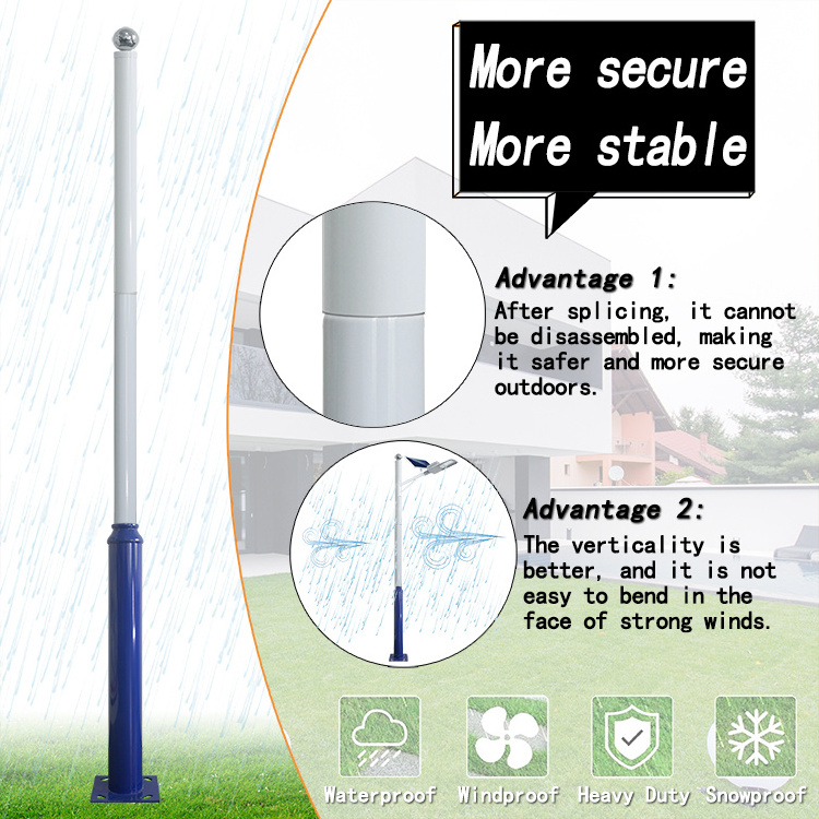 Easy to install 4m solar street light pole outdoor heavy duty street lamp post combination light pole