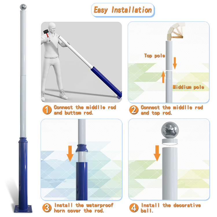 Easy to install 4m solar street light pole outdoor heavy duty street lamp post combination light pole