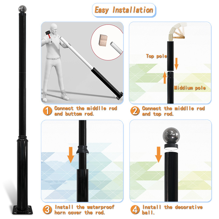 Street Light Poles Combination lamp post 3-6m Outdoor solar Light pole post metal Courtyard lamp post Garden light pole