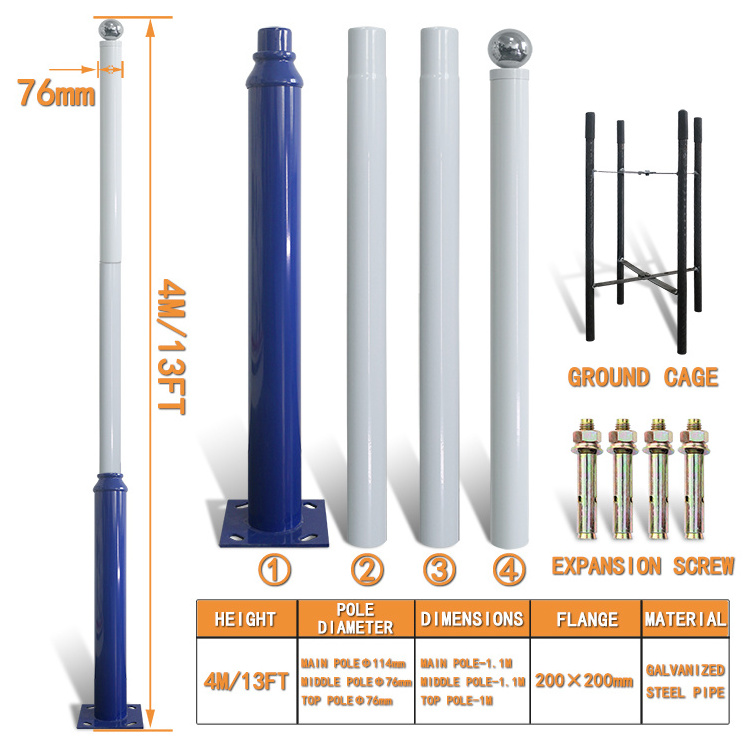 Easy to install 4m solar street light pole outdoor heavy duty street lamp post combination light pole