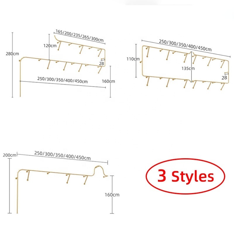 Customizable Boutique Wall Hanging Clothes Rack Display Stand Shelf Retail Clothing Store Metal Display Rack