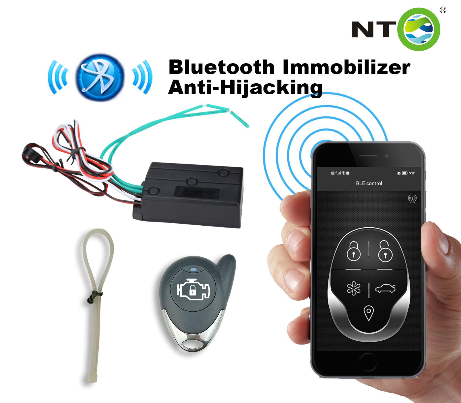 NTO Wireless Anti Theft Anti-Hijacking Vehicle Security Alarm Rfid Engine System Car Immobilizer