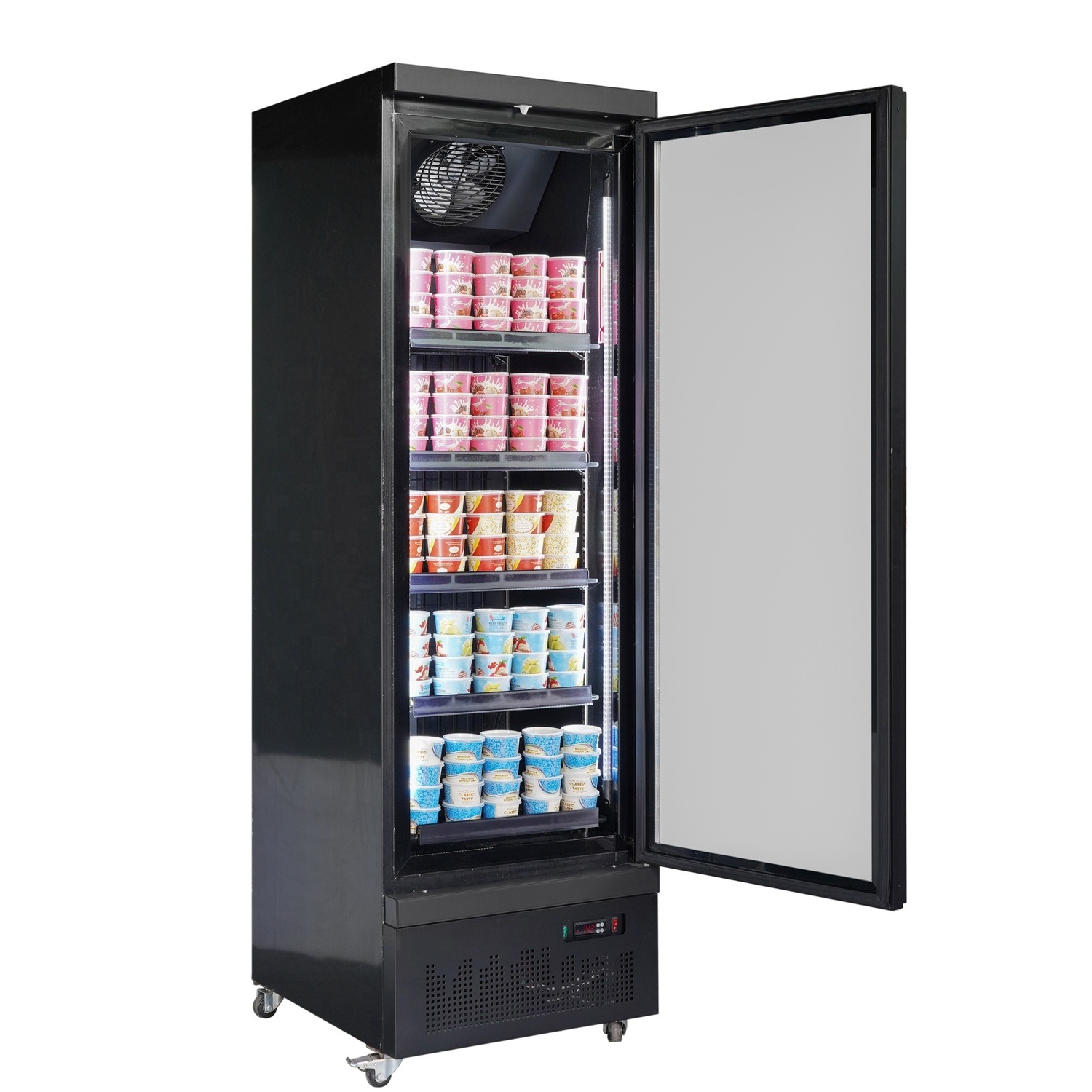 Commercial Refrigerator Vertical Ice Cream Display Showcase Freezer Upright Freezer with Glass Door