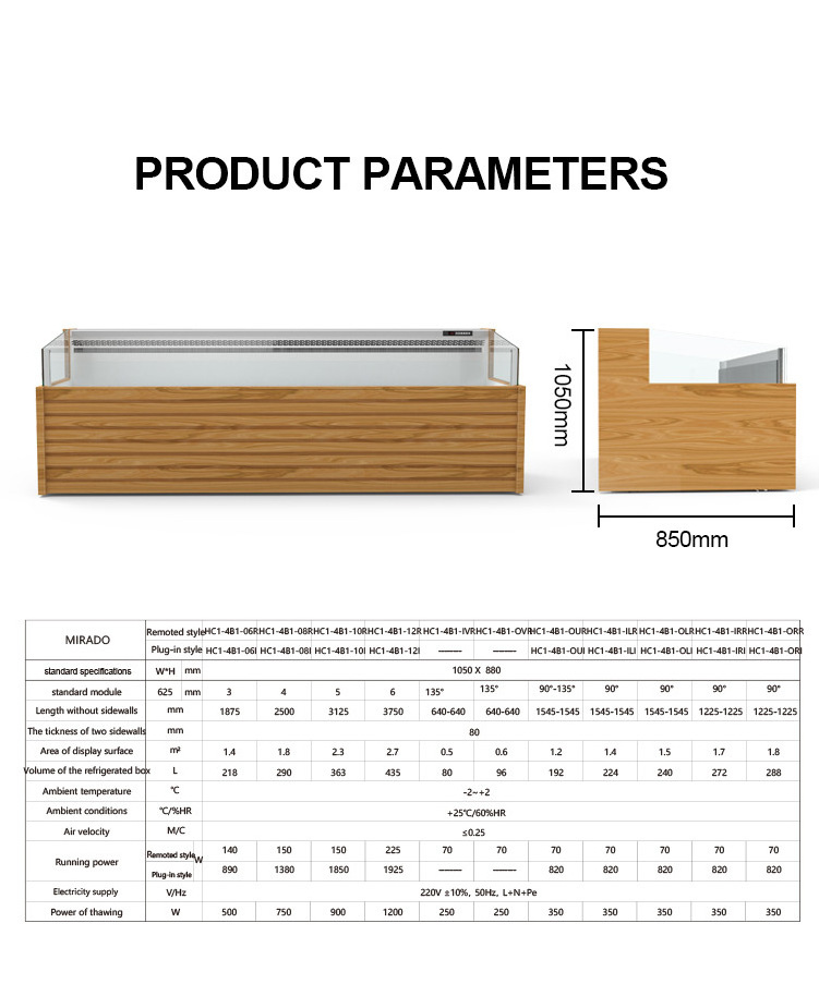 Commercial Butcher Shop Equipment Fresh Meat Fish Display Counter Air Cooling Fridge  Refrigerators With Smart Table