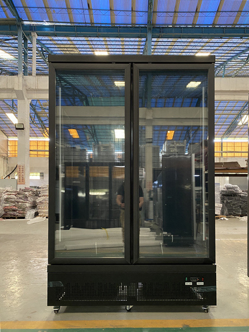 2 Door Vertical Glass Door Freezer Ice Cream Show Rerigerator Galato Cold Storage Glass Congelateur Freezer