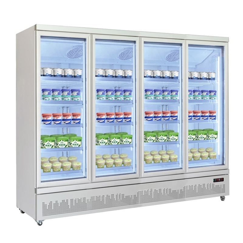 4 glass door  commercial cold meat cold room used flower cooler vertical cold drink glass display freezer