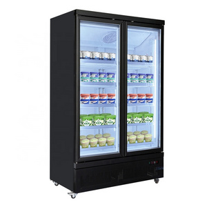 2 Door Vertical Glass Door Freezer Ice Cream Show Rerigerator Galato Cold Storage Glass Congelateur Freezer