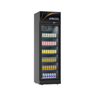 400L mini equipment drinks cooling cooler beverage drinks glass door display vertically  cabinet refrigerator