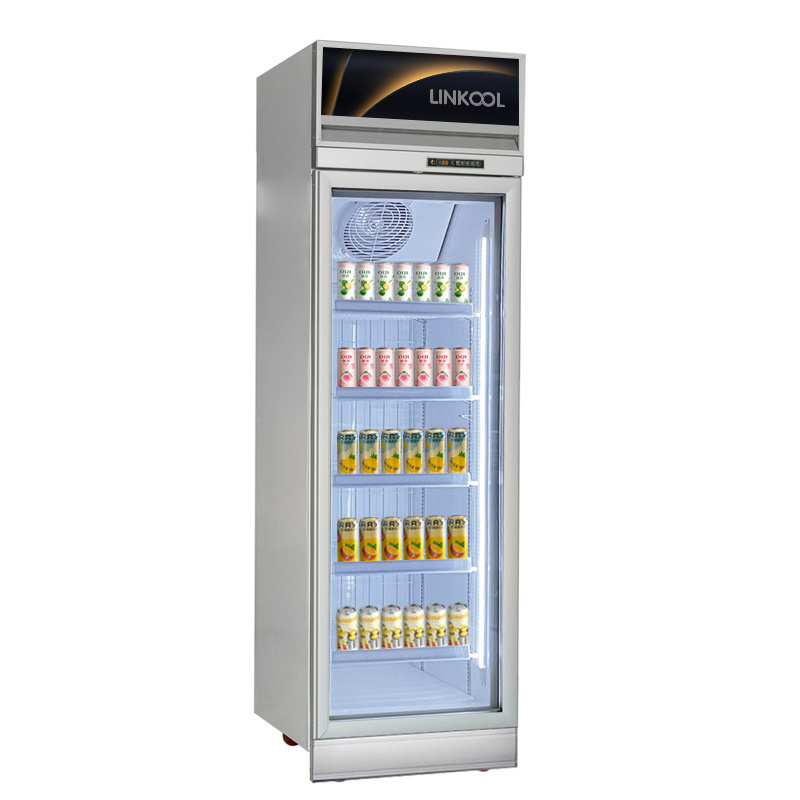 400L mini equipment drinks cooling cooler beverage drinks glass door display vertically  cabinet refrigerator