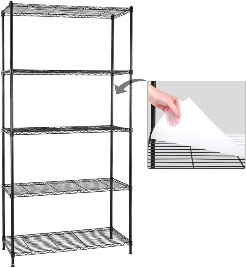 OEM ODM  Wire Shelving Rack 5 Layer Adjustable Metal Mesh Shelf for Store Home Warehouse